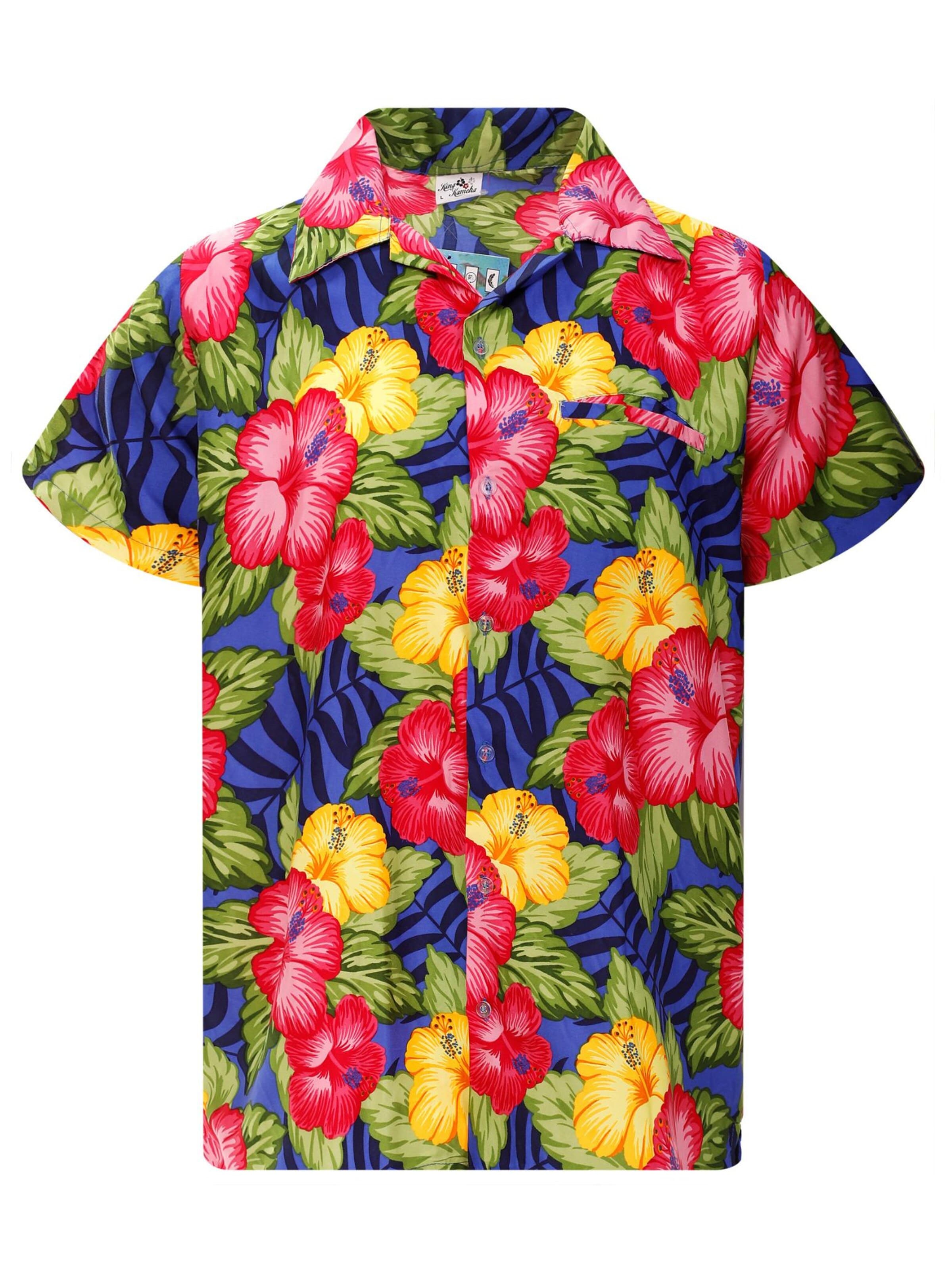 Maglietta 'Wild Flowers' di King Kameha in blu: frontale