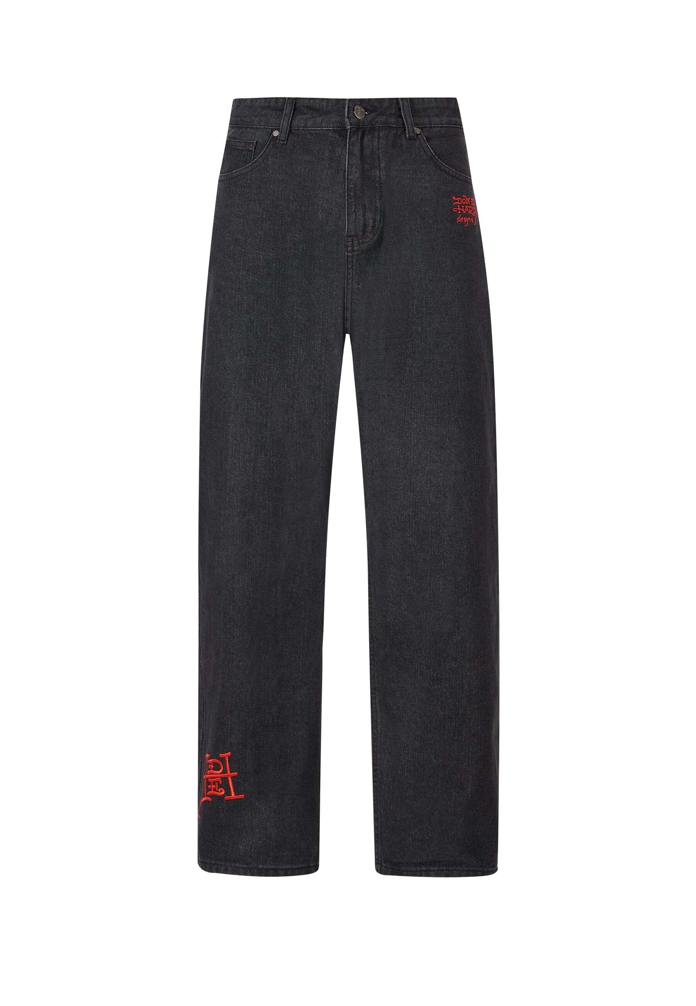 Loosefit Jeans di Ed Hardy in nero: frontale
