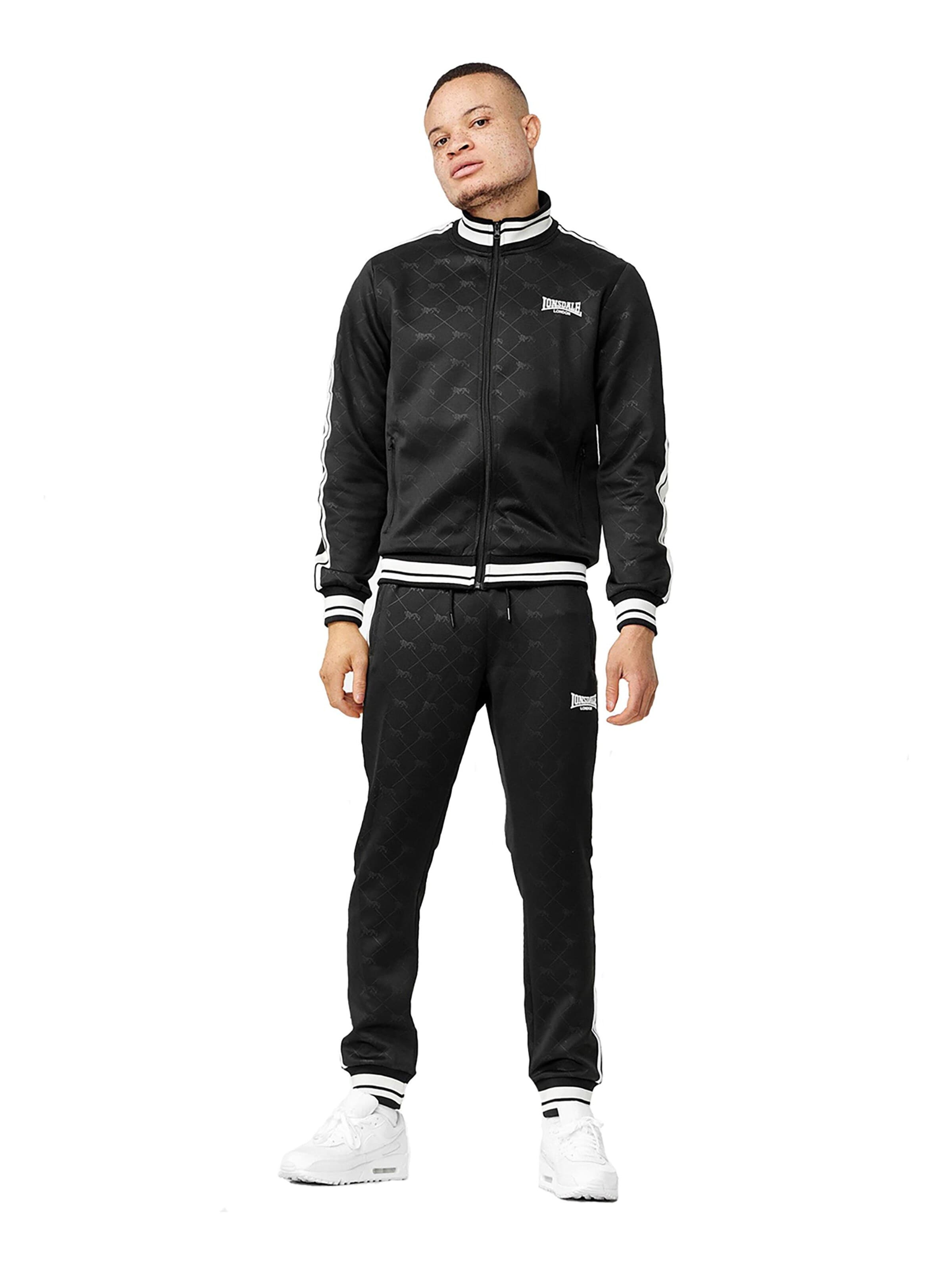 LONSDALE Tracksuit 'Ashwell' in Black: front