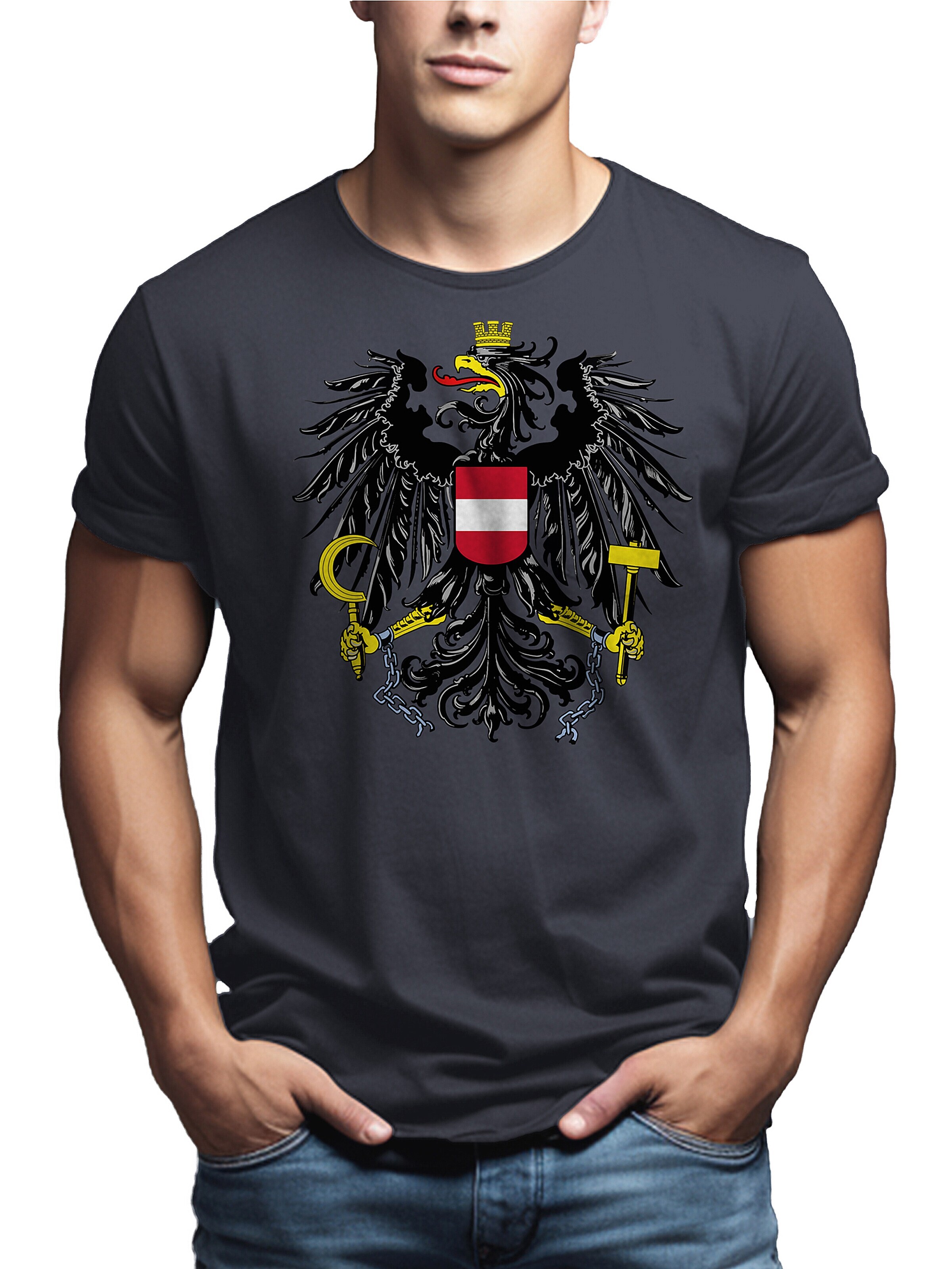 MAKAYA Shirt 'AT-Adler groß' in Grey