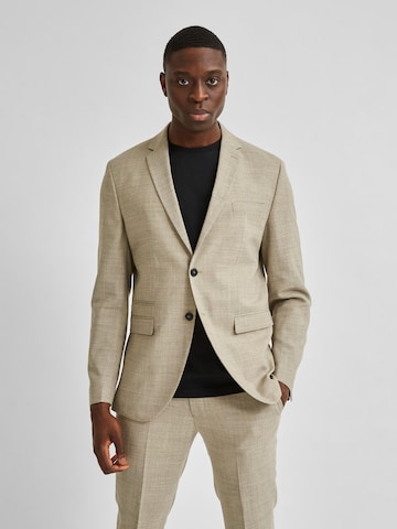 Coupe slim Veste de costume 'Oasis' SELECTED HOMME en beige : devant