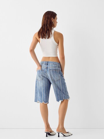 Bershka Voľný strih Džínsy - Modrá