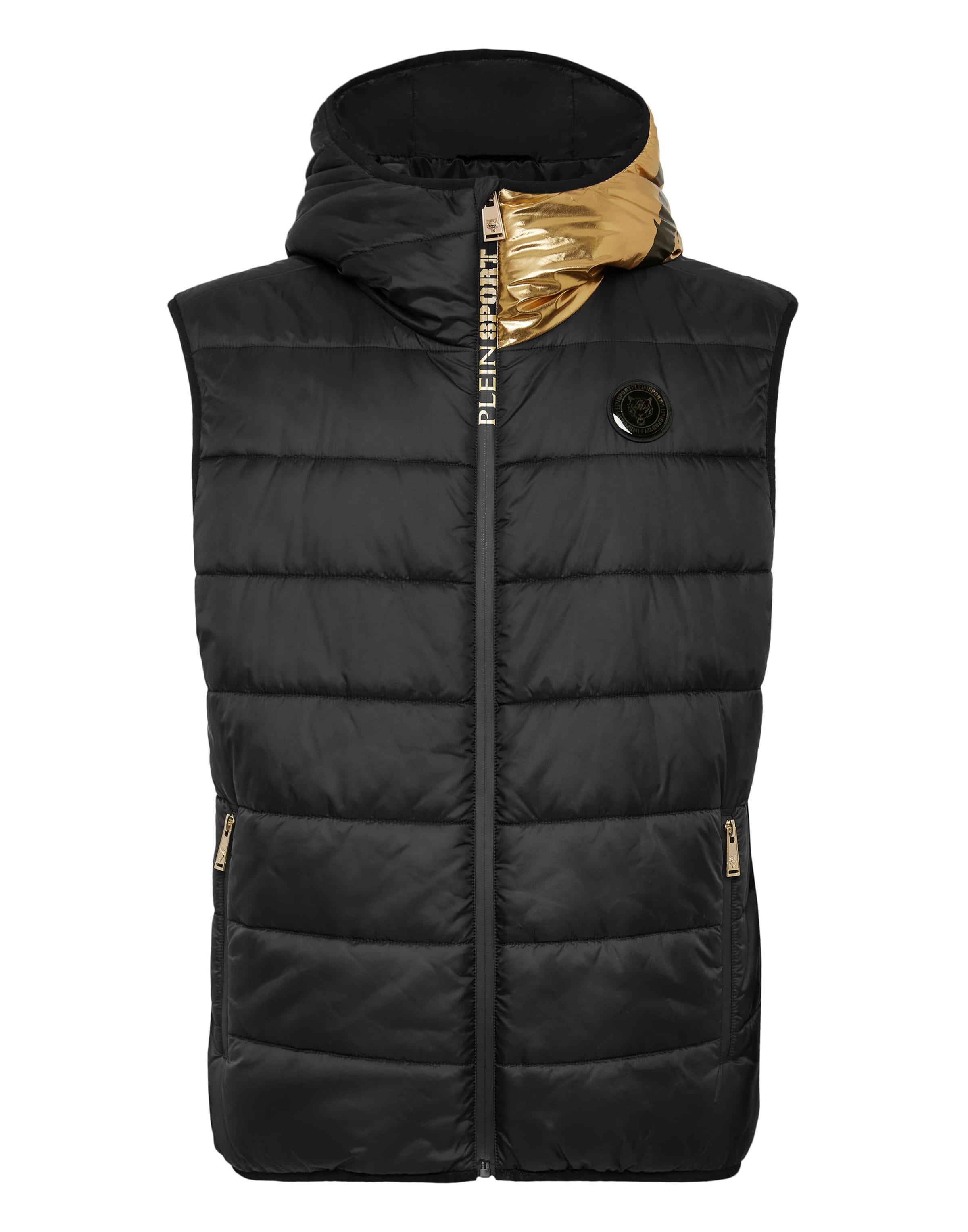 Plein Sport Bodywarmer 'Scratch ' in de kleur Goudgeel / Zwart, Productweergave
