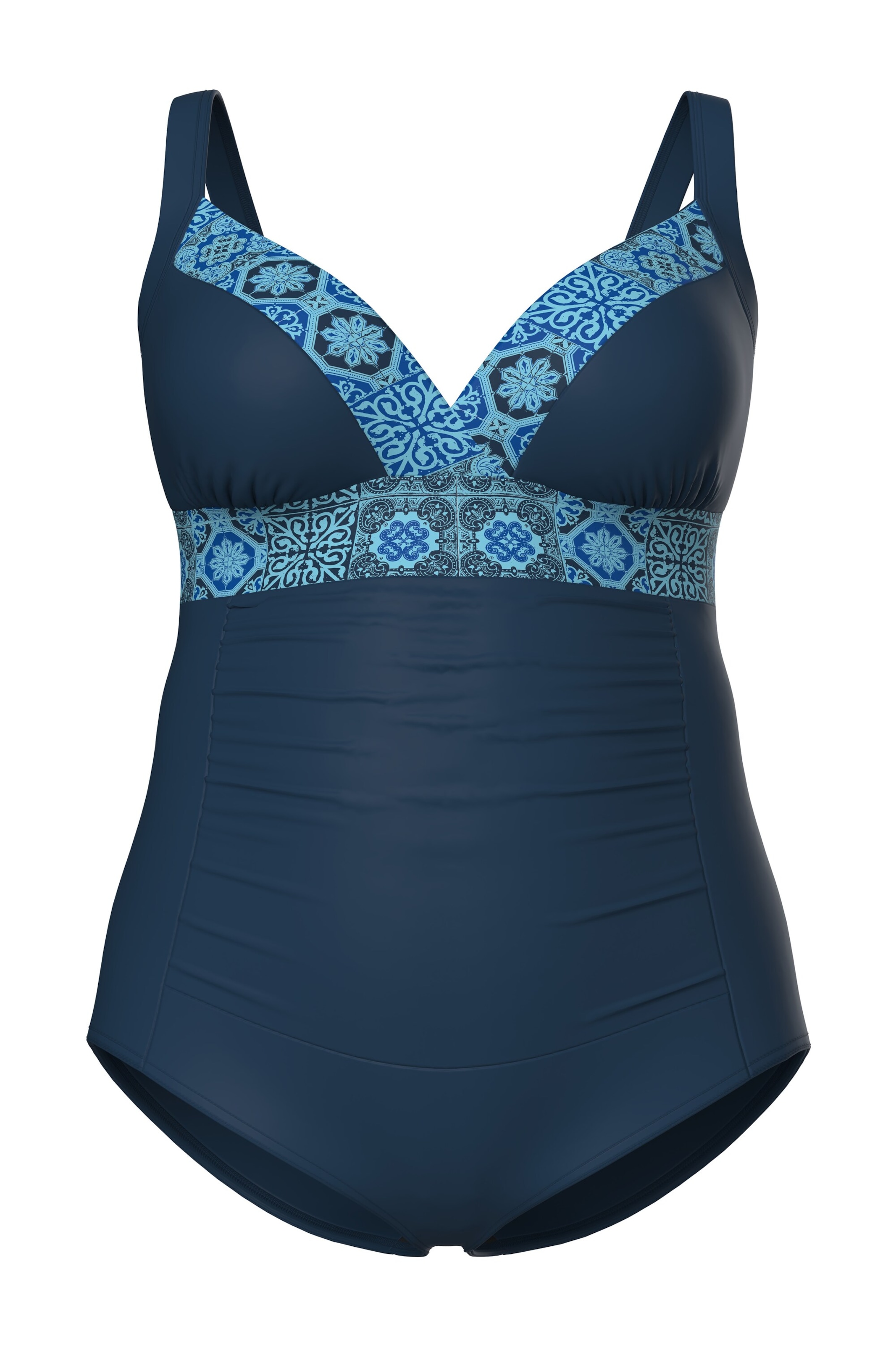 Ulla Popken Bustier Badpak in Blauw: voorkant