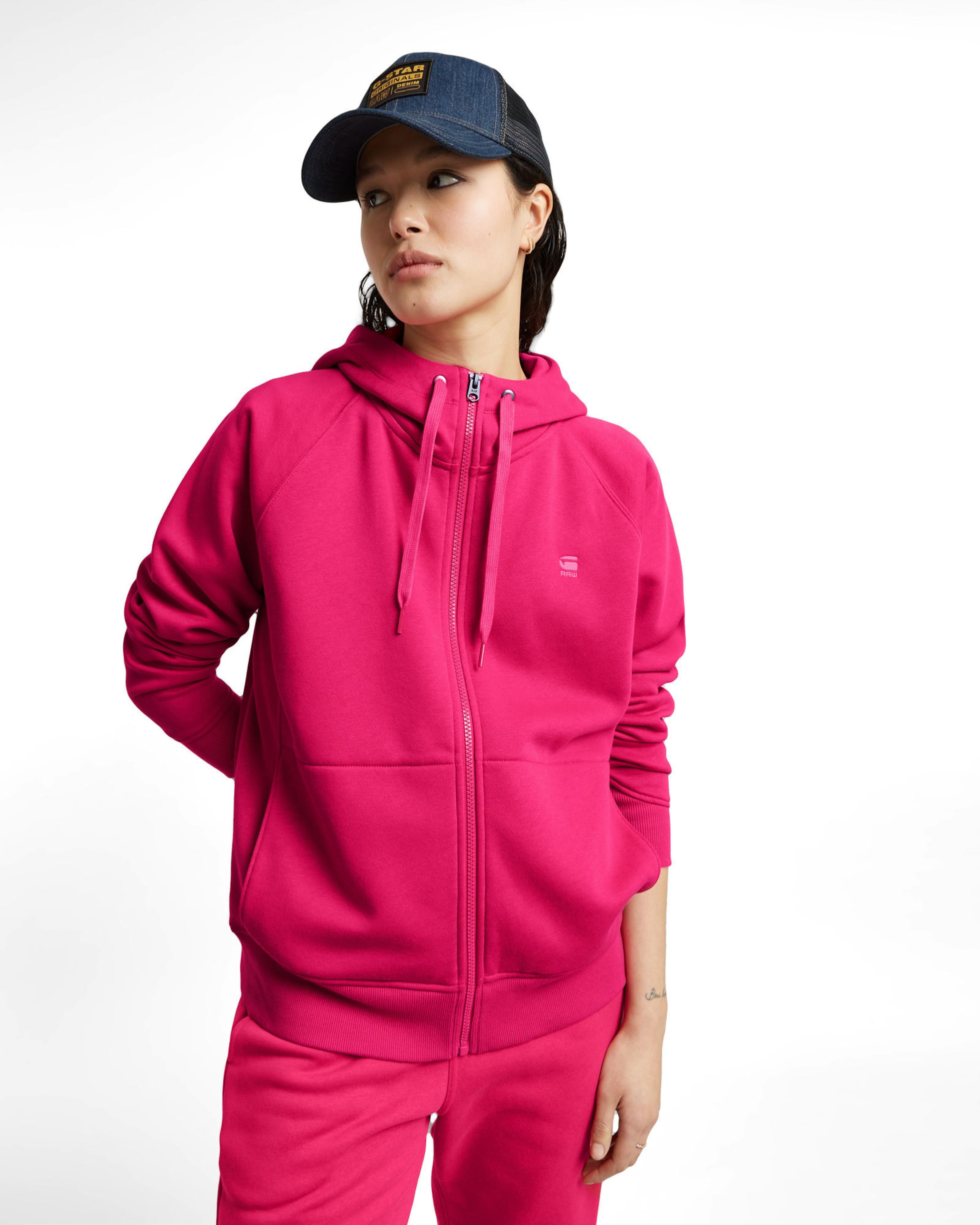 G-STAR Sweatjakke 'Premium Core 2.1' i pink: forside