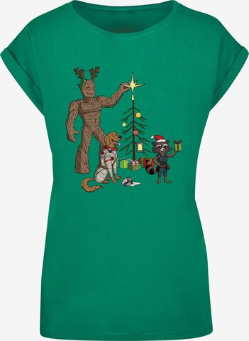 Maglietta 'Guardians Of The Galaxy - Holiday Festive Group' di ABSOLUTE CULT in verde: frontale