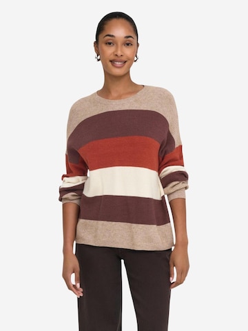 Pullover 'ONLATIA L/S STRIPE PULLOV KNT NOOS 15220044' di ONLY in beige