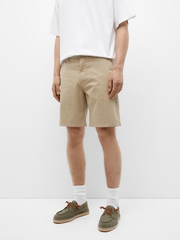 Pull&Bear Regular Chino Pants in Beige: front