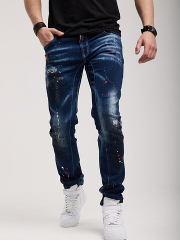 Coupe slim Jean CIPO & BAXX en bleu : devant