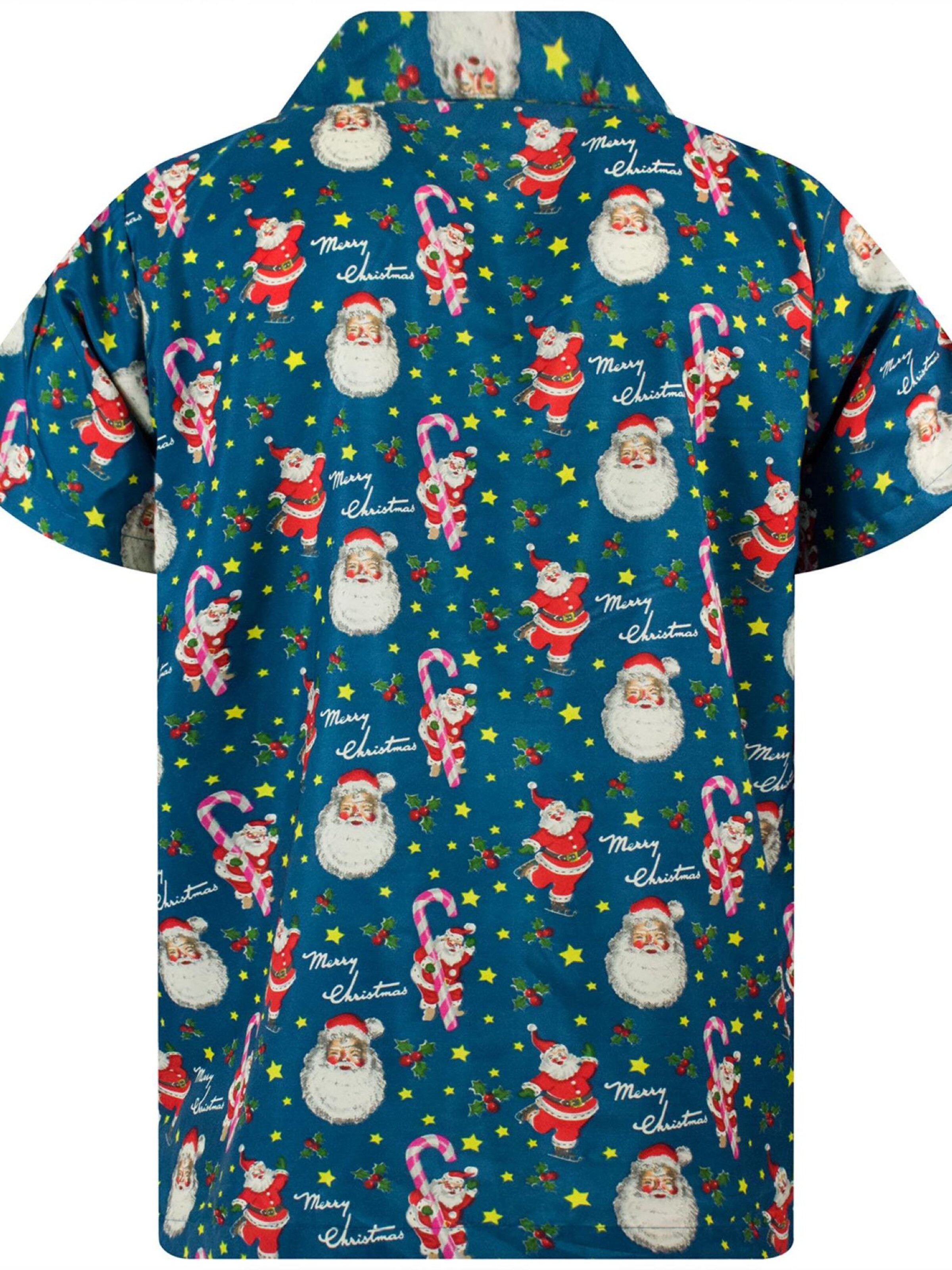 King Kameha Regular Fit Hemd 'Christmas Candycane'‌‌‌‌ in Blau