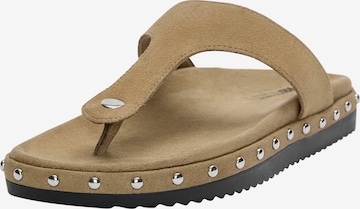 Flip-flops de la Pull&Bear pe bej: față