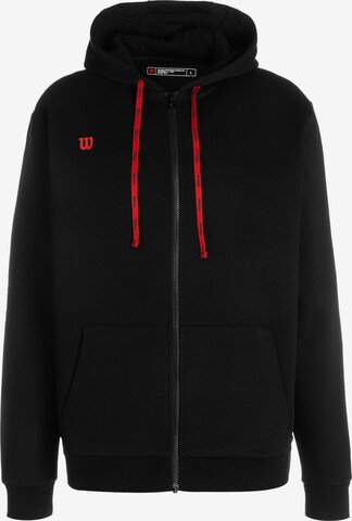 WILSON Athletic Zip-Up Hoodie 'Fundamentals' in Black: front