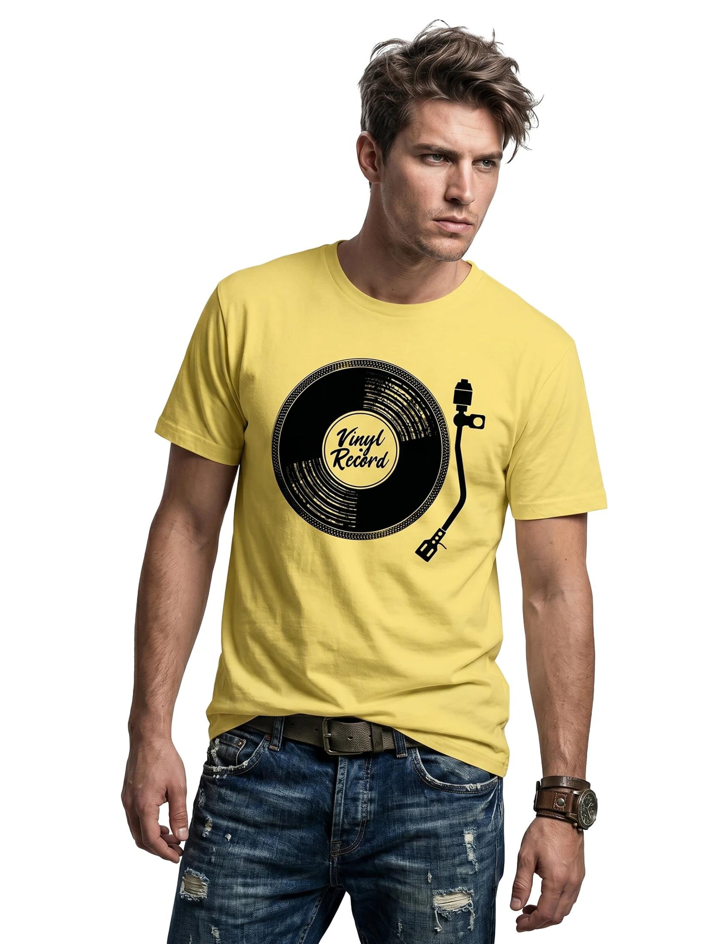 MAKAYA Shirt 'V-Record' in Yellow