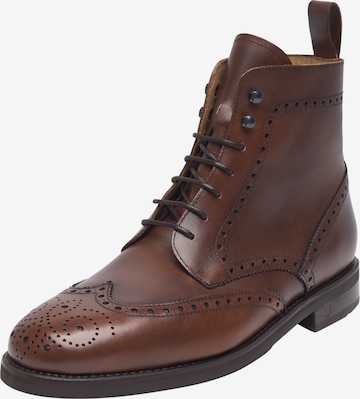 Henry Stevens Veterboots 'Winston' in Bruin: voorkant