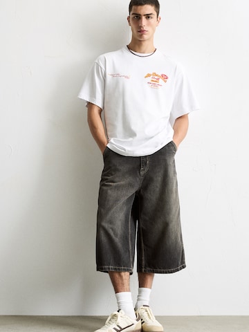 Pull&Bear Koszulka w kolorze biały