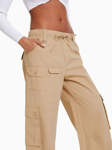 Wide Leg Pantalon cargo Bershka en beige