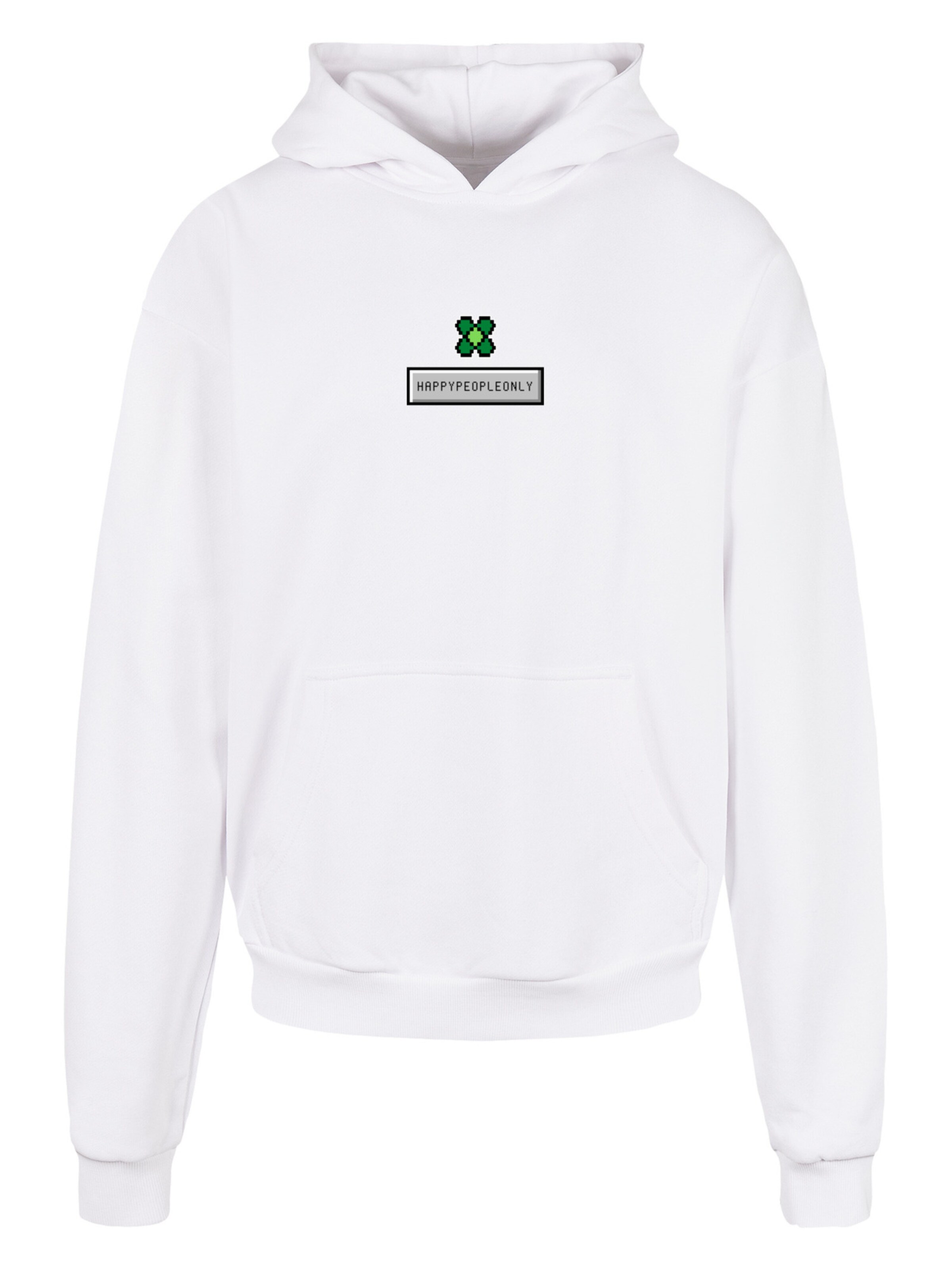 Sweat-shirt &#x27;Silvester Happy New Year Pixel Kleeblatt&#x27; F4NT4STIC en blanc : devant