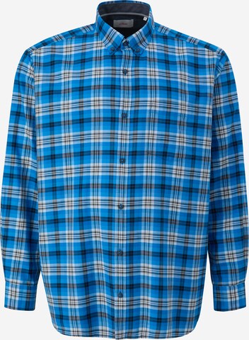 s.Oliver Men Big Sizes Comfort fit Button Up Shirt in Blue: front