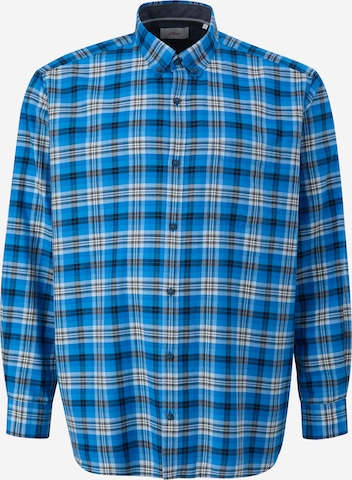 s.Oliver Men Big Sizes Comfort fit Button Up Shirt in Blue: front