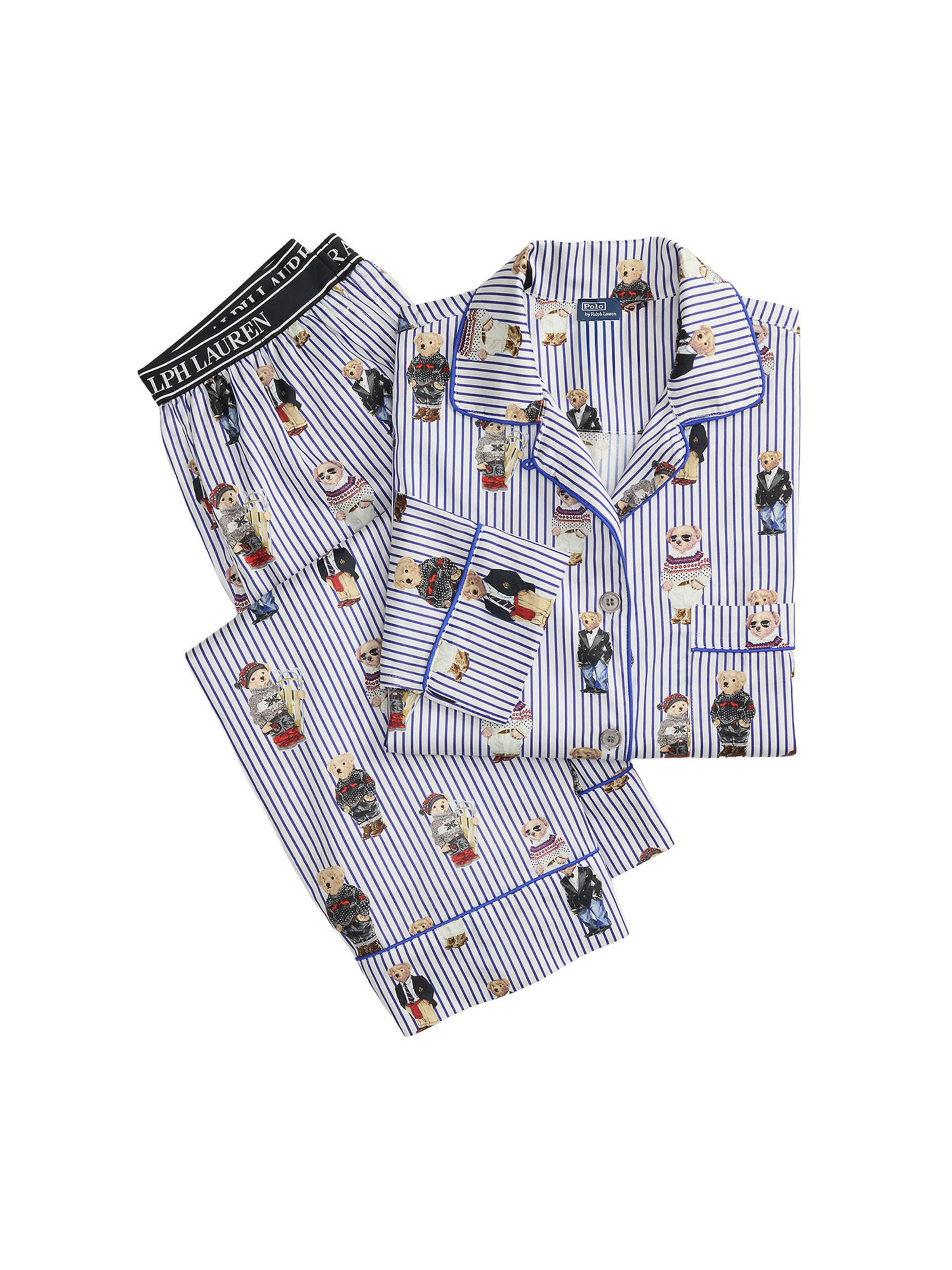 Polo Ralph Lauren Pyjama 'Iconic Bear' in de kleur Beige / Blauw / Grijs / Zwart / Wit, Productweergave