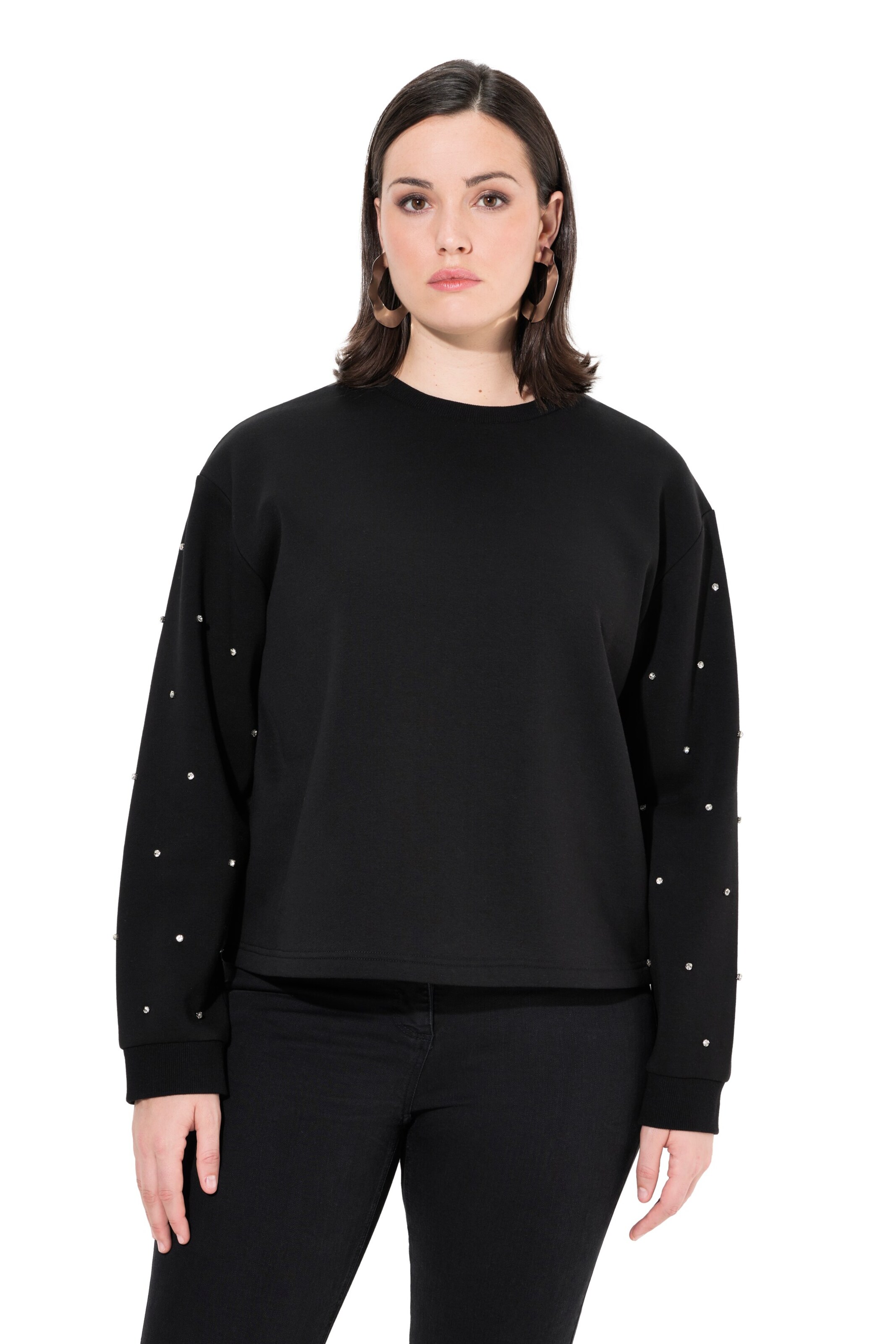Ulla Popken Sweatshirt in Zwart: voorkant