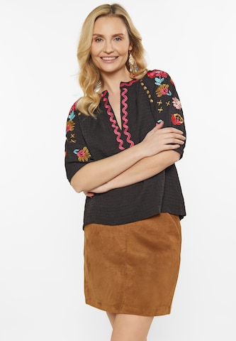 usha FESTIVAL Blouse in Zwart: voorkant