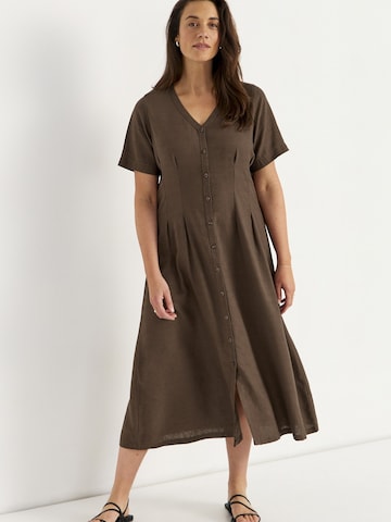 Cellbes of Sweden Kleid aus Leinen- und Viskosemischung in Braun: Vorderseite