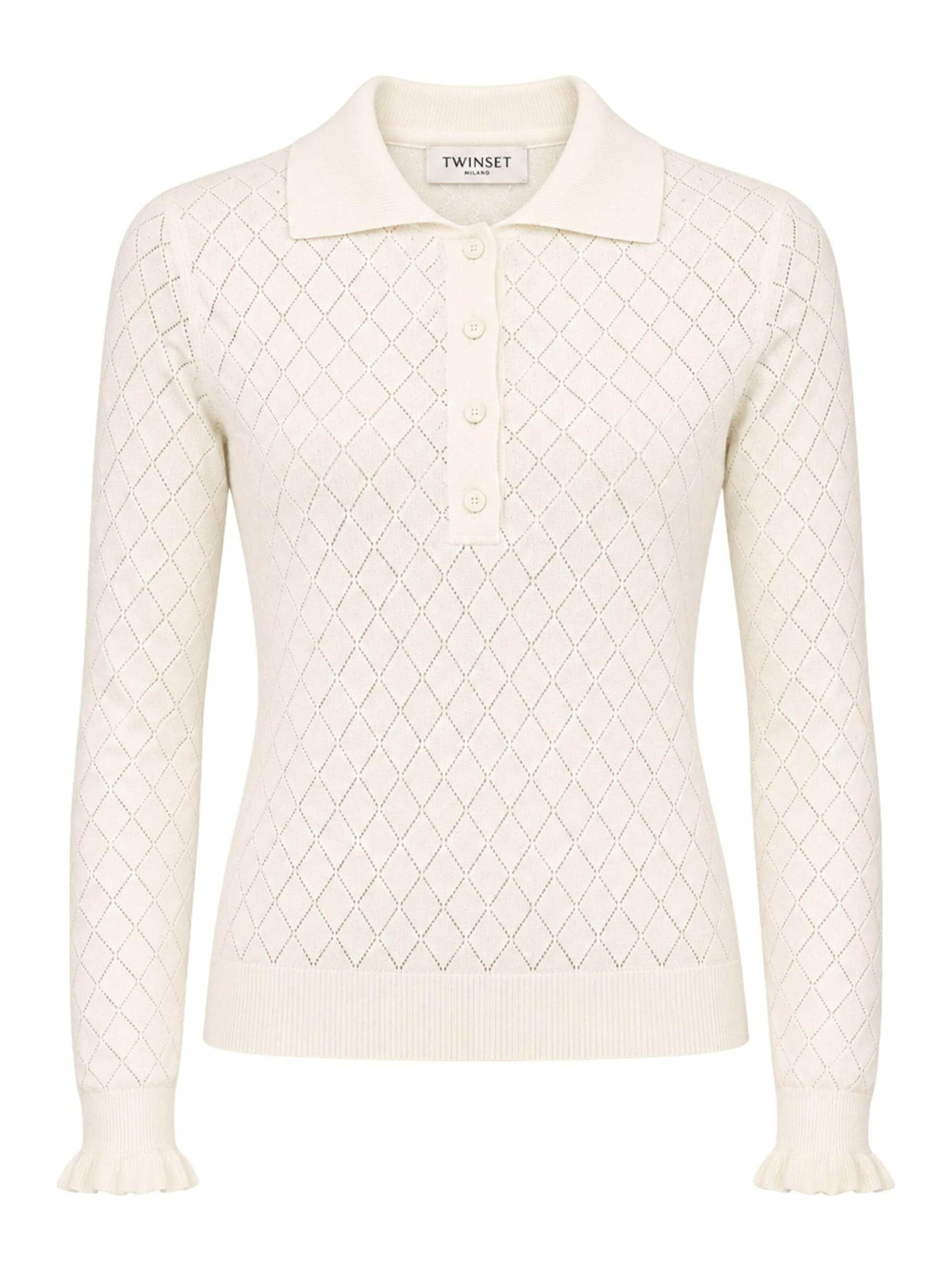 T-shirt 'Ruffled Polo Shirt' Twinset en blanc : devant