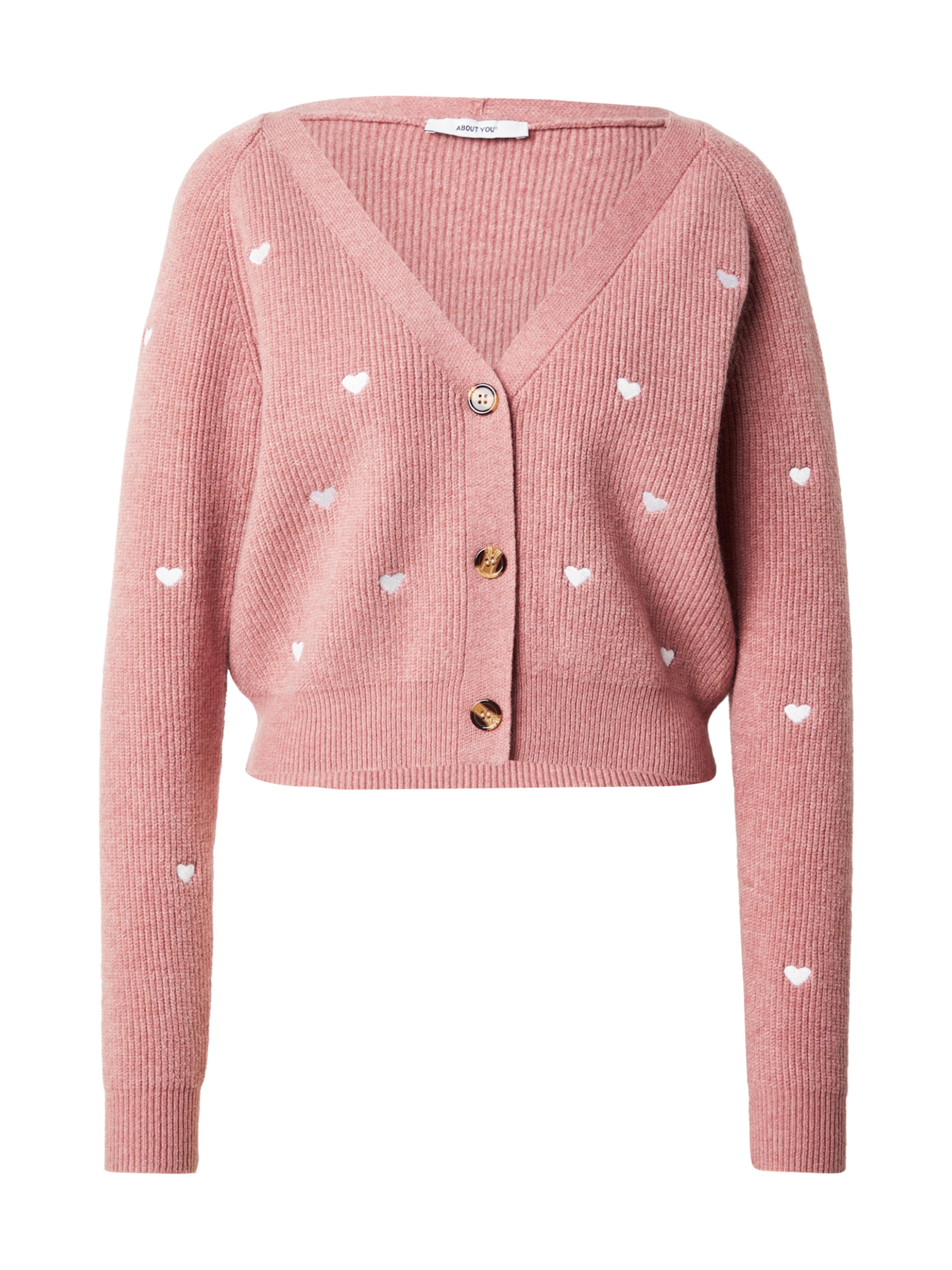 ABOUT YOU Cardigan 'Lana' i gammelrosa / hvid, Produktvisning