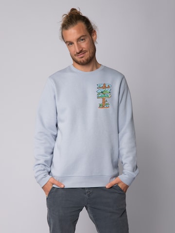 Felpa ' Adventure is everywhere ' di Watapparel in blu: frontale