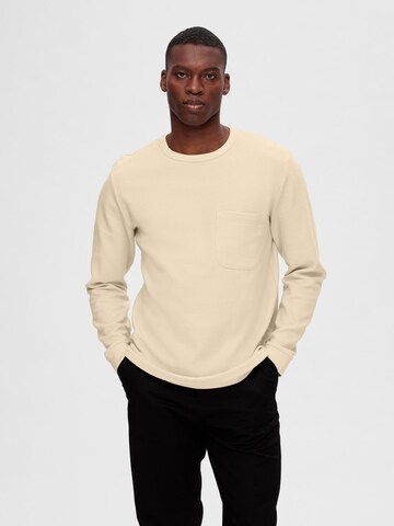 T-Shirt 'Colin' SELECTED en beige : devant