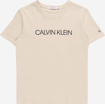 Calvin Klein Jeans T-Shirt 'INSTITUTIONAL' in Beige: front