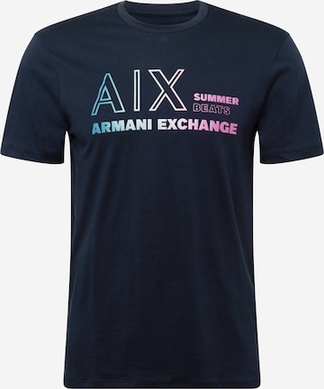 ARMANI EXCHANGE Тениска в синьо: отпред