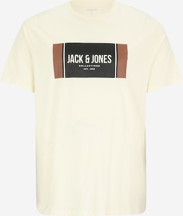 Jack & Jones Plus Футболка 'JJHAYATO' в Белый: спереди