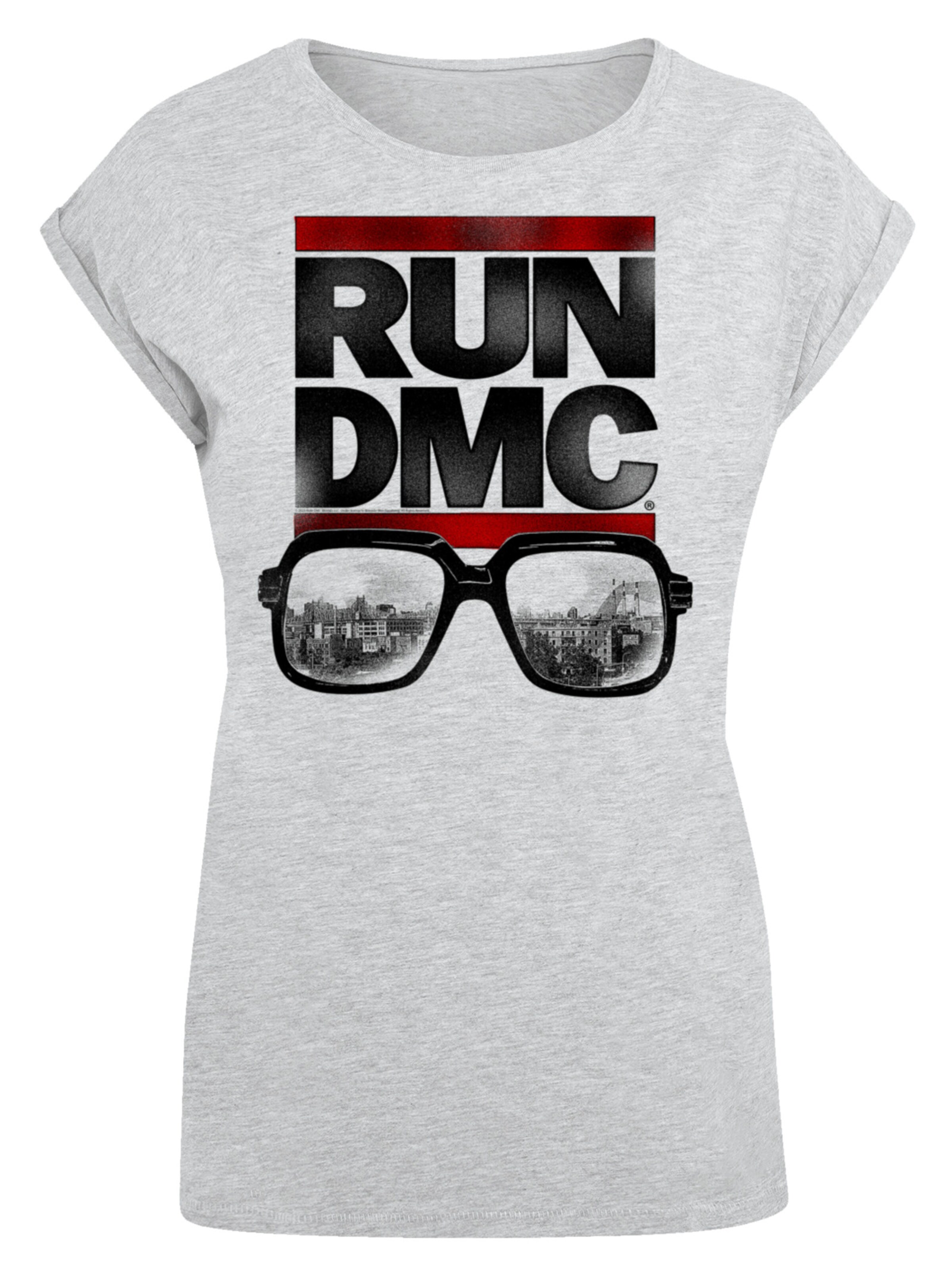 F4NT4STIC Shirt 'Run DMC Glasses NYC' in Grijs: voorkant