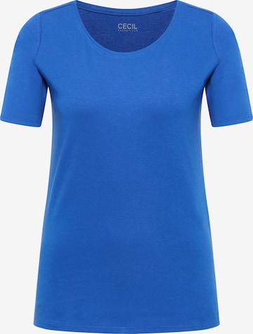 CECIL Basic T-Shirt mit Rundhals in Unifarbe in Blau: Vorderseite