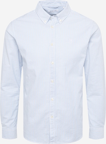 KnowledgeCotton Apparel Button Up Shirt in Blue: front