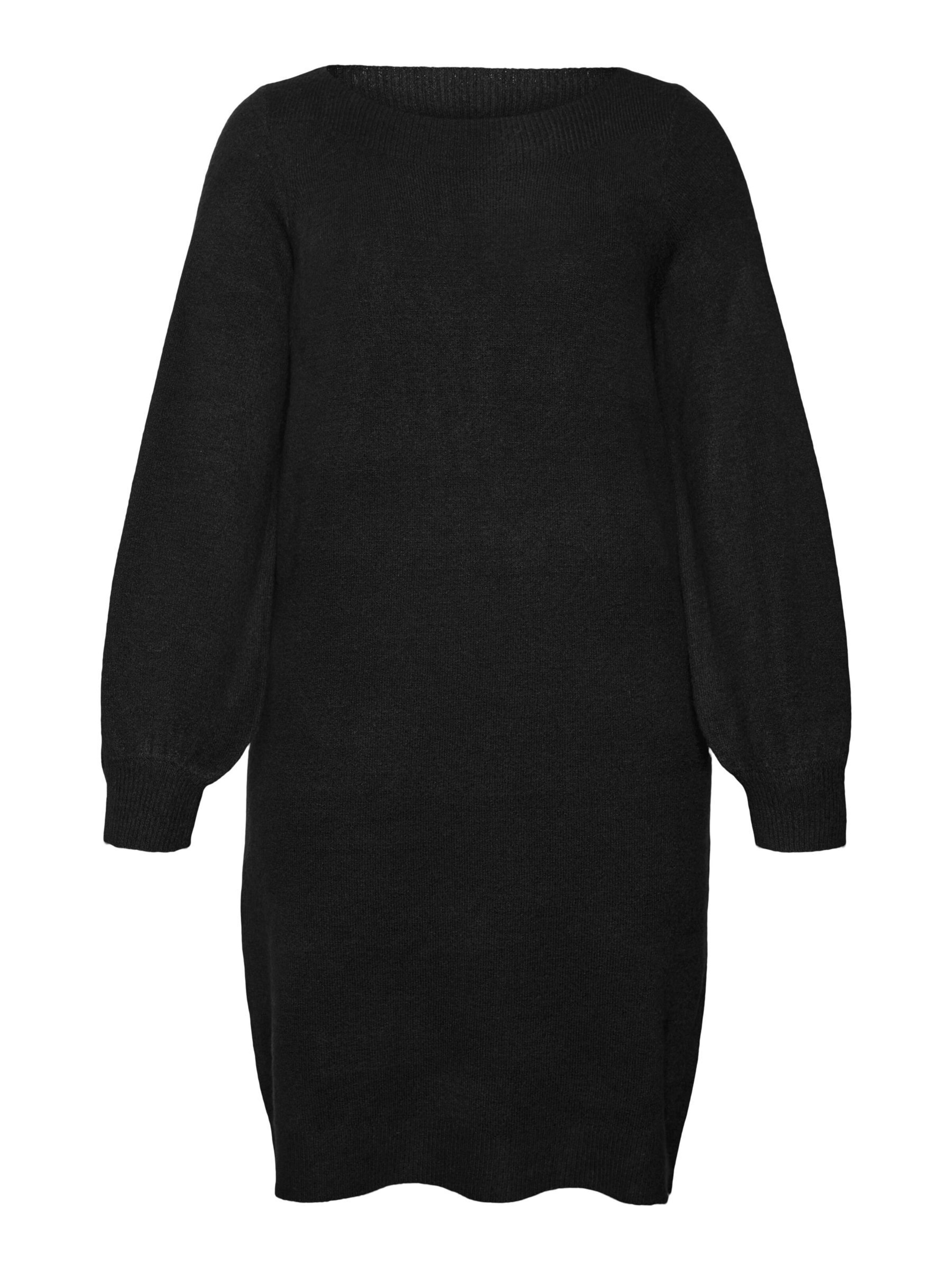 Vero Moda Curve Gebreide jurk 'CLEFILE' in Zwart: voorkant