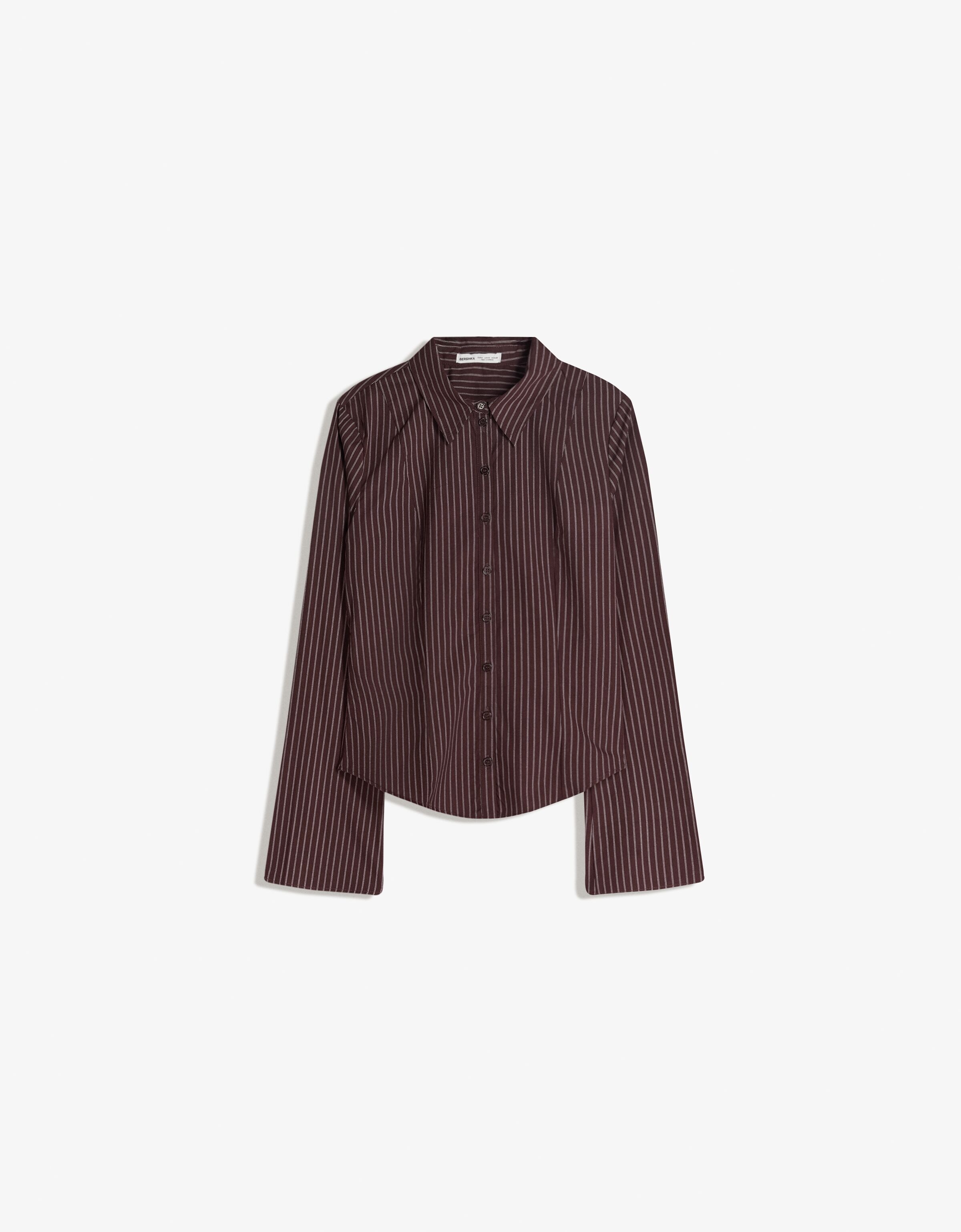 Bershka Blúzka - čokoládová / biela, Produkt