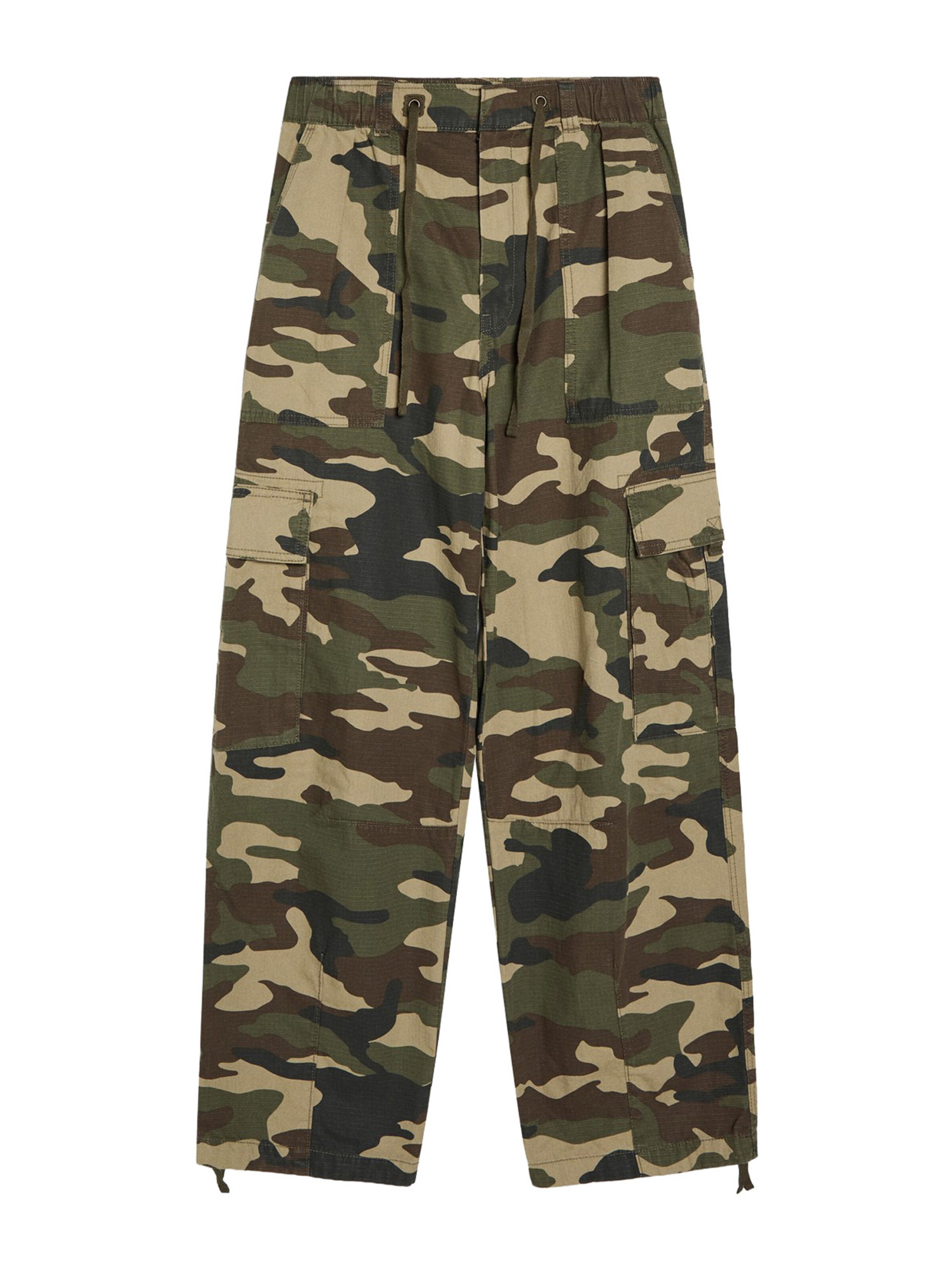 Bershka Baggy Cargo trousers in Green: front