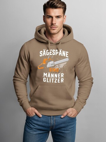 Neverless Sweatshirt 'Männerglitzer' in Brown: front