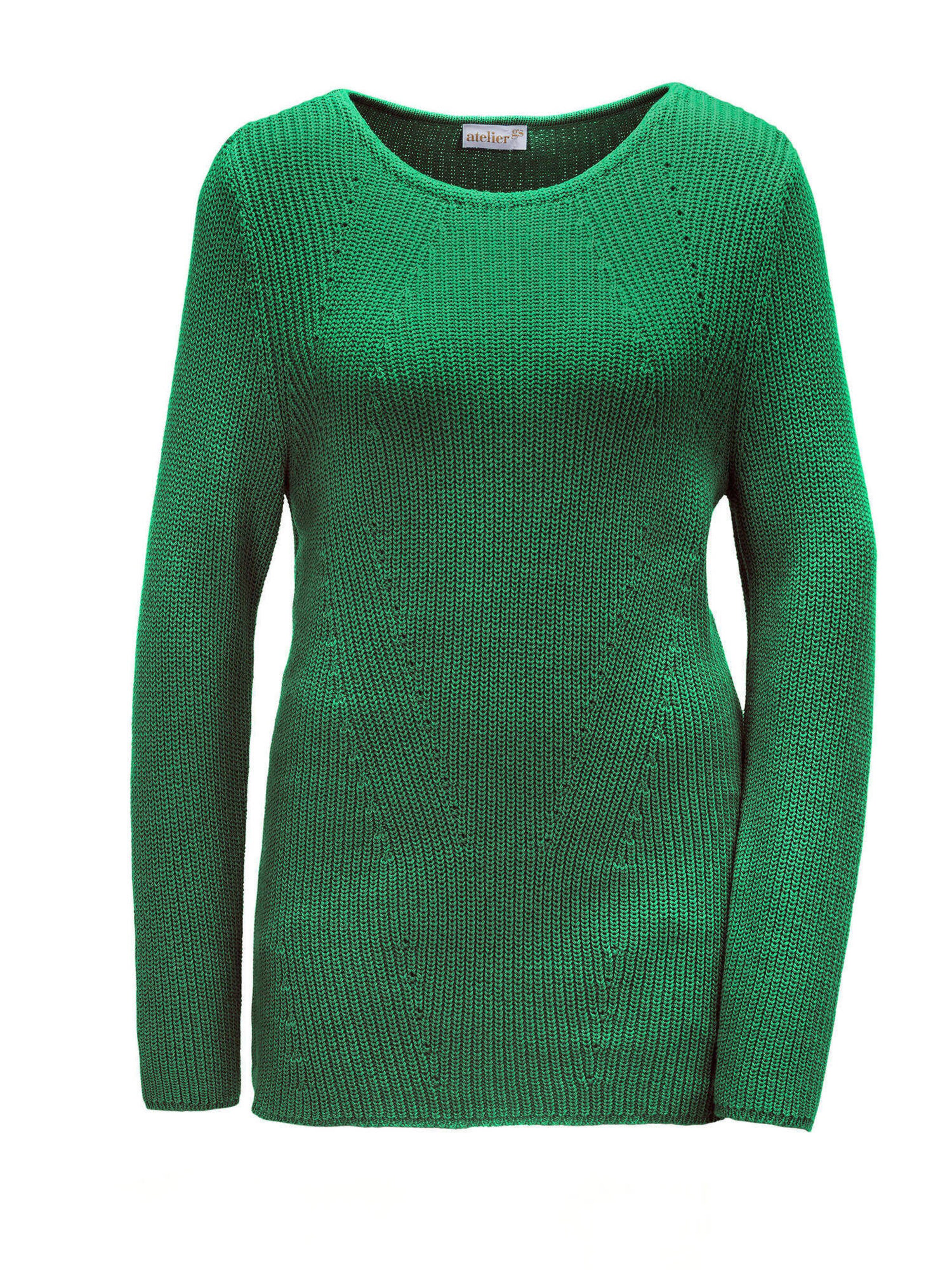 Goldner Pullover in Grün: Vorderseite