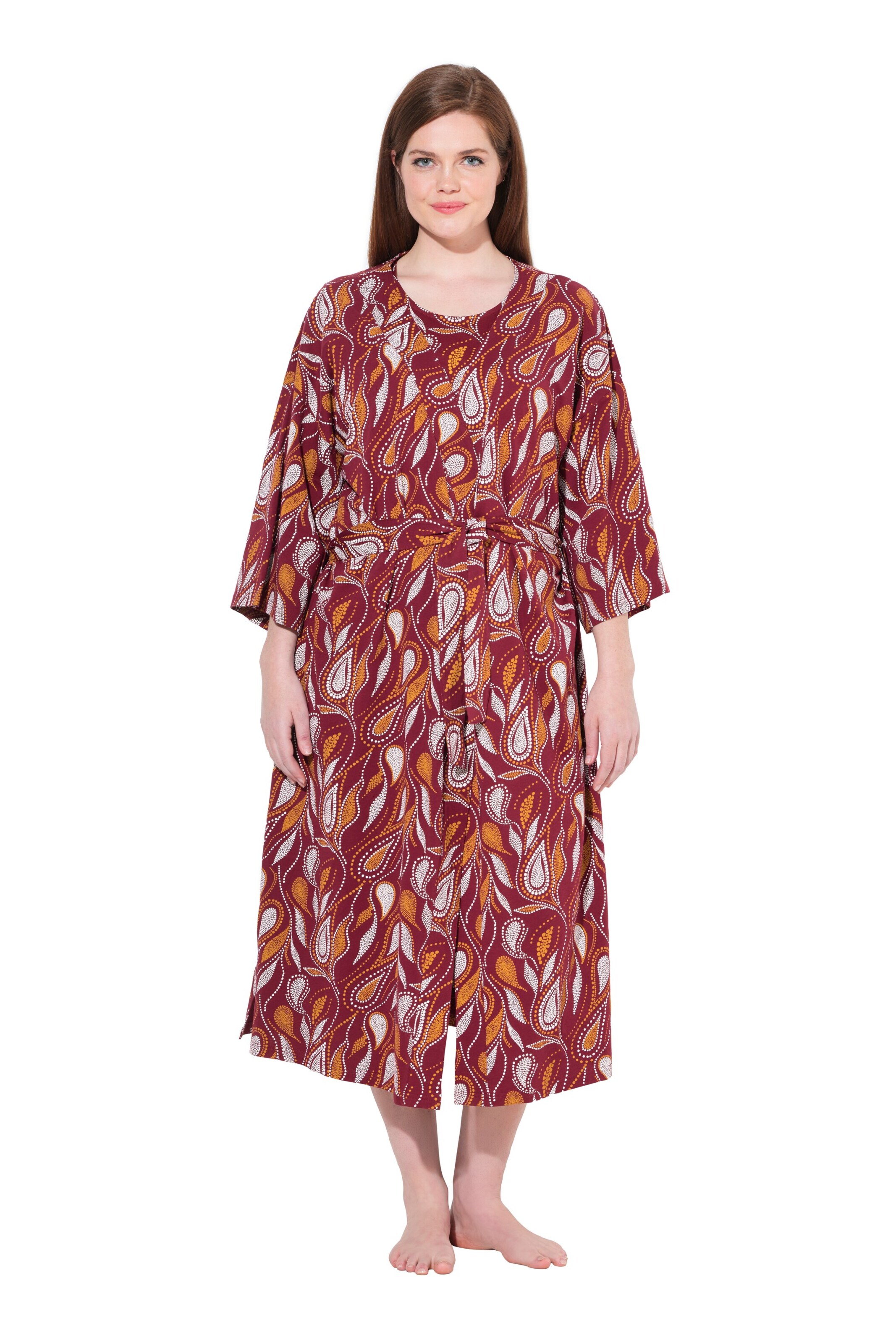 Ulla Popken Bademantel lang in Rot: Vorderseite