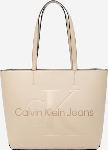 Calvin Klein Jeans Nakupovalna torba | bež barva: sprednja stran