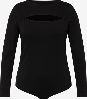 Ulla Popken Shirt Bodysuit in Black: front