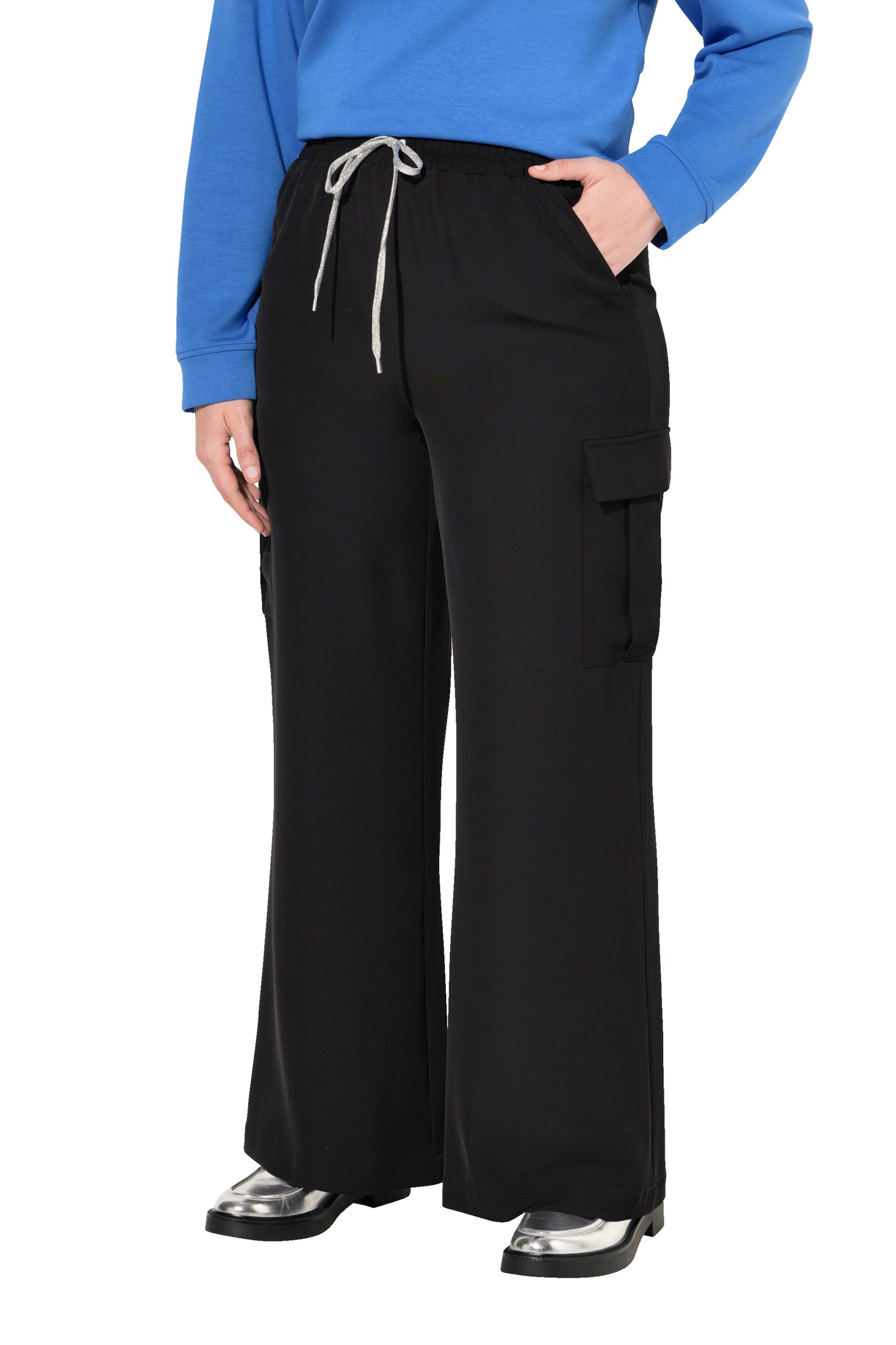 Ulla Popken Loose fit Trousers in Black: front