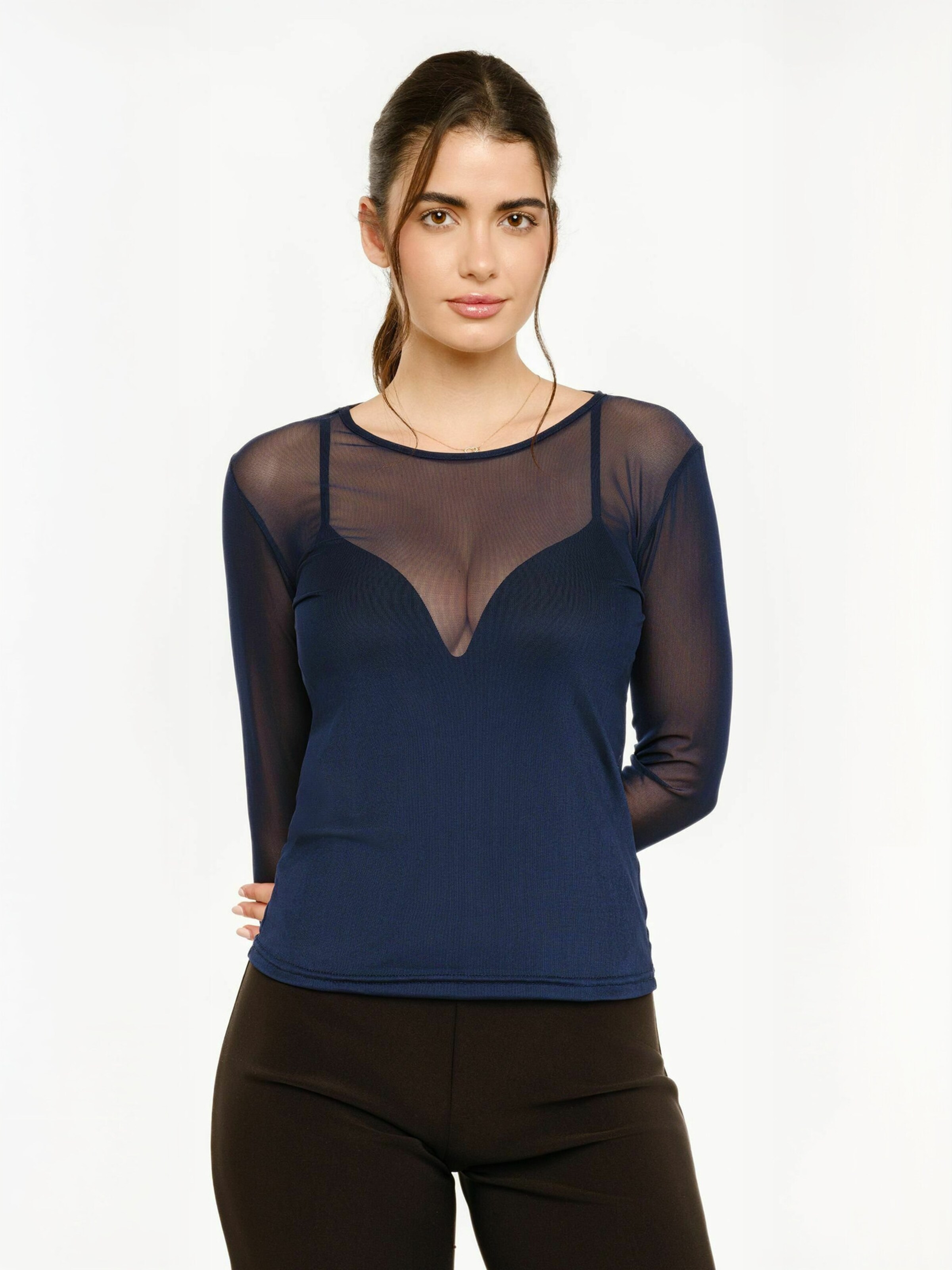 Liberte Essentiel Top ' MESH ' in Blue: front