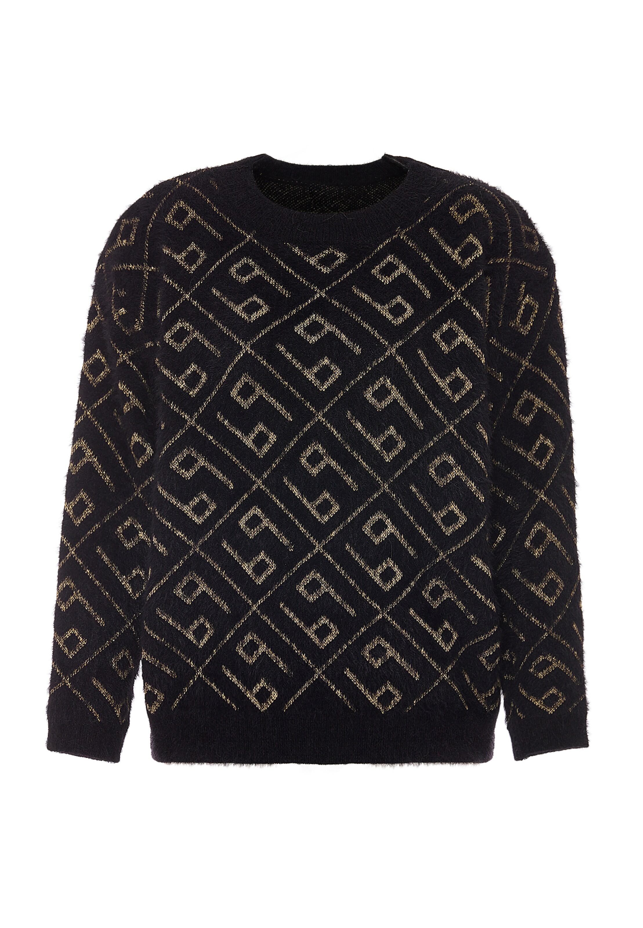 Pulover de la ebeeza pe negru: față