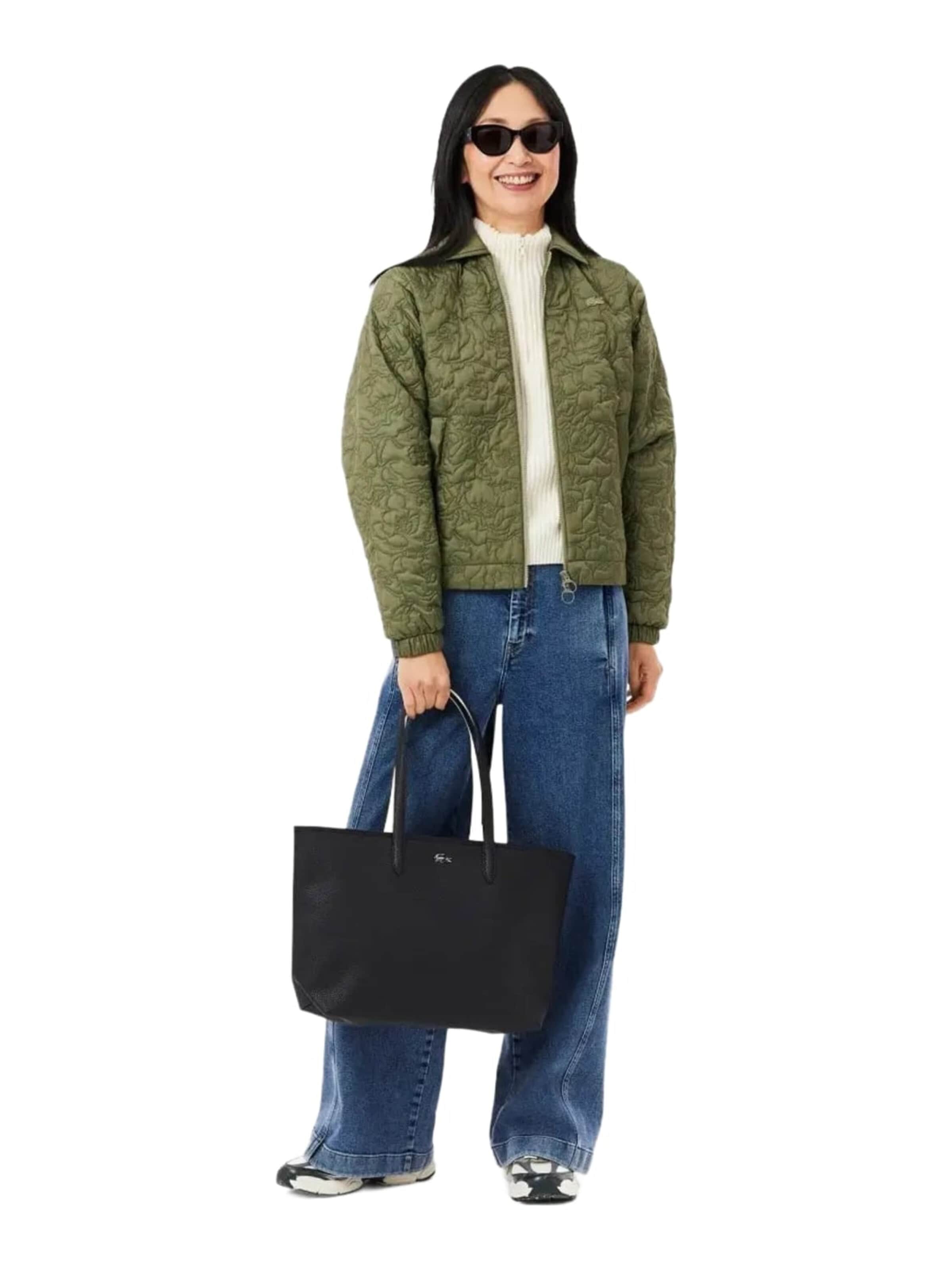 LACOSTE Nákupní taška 'Lacoste Sac Cabas Anna zippé Noir Farine' – černá