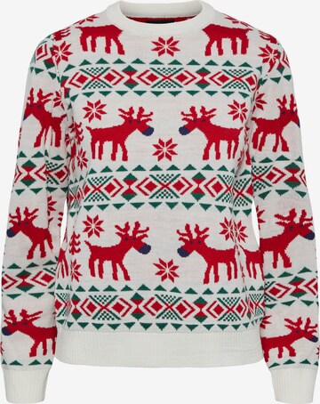 PIECES Sweater 'Xmas' in White: front